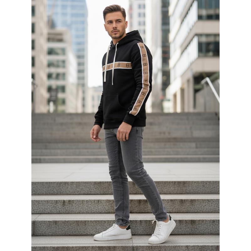 Pánska čierna mikina s kapucňou