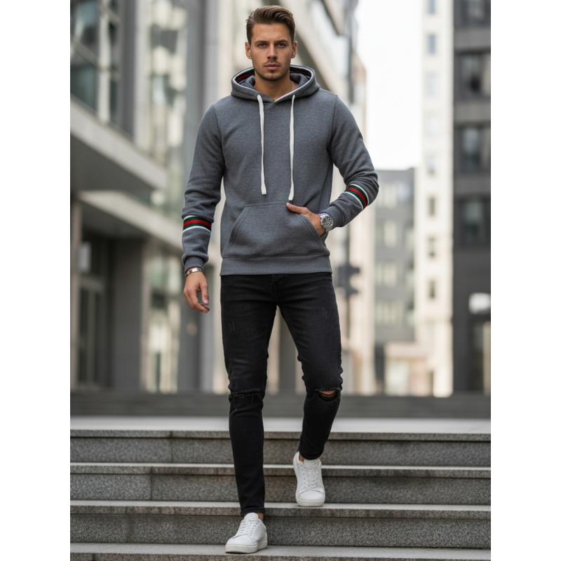 Pánská mikina s kapucí šedá