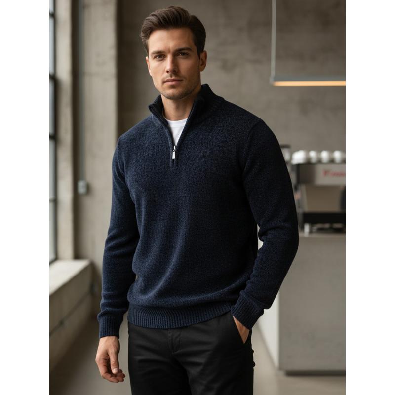 Pánský svetr s rolákem tmavě modrý
