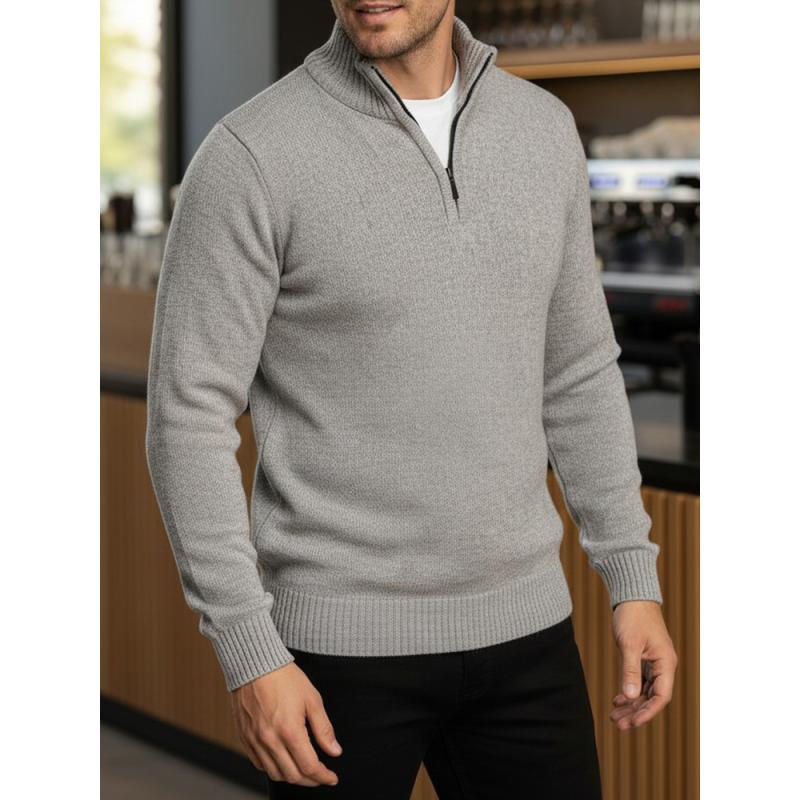Pánský svetr s rolákem světle šedý