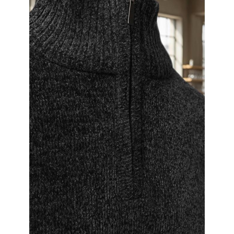 Férfi sötétkék pulóver gallérral