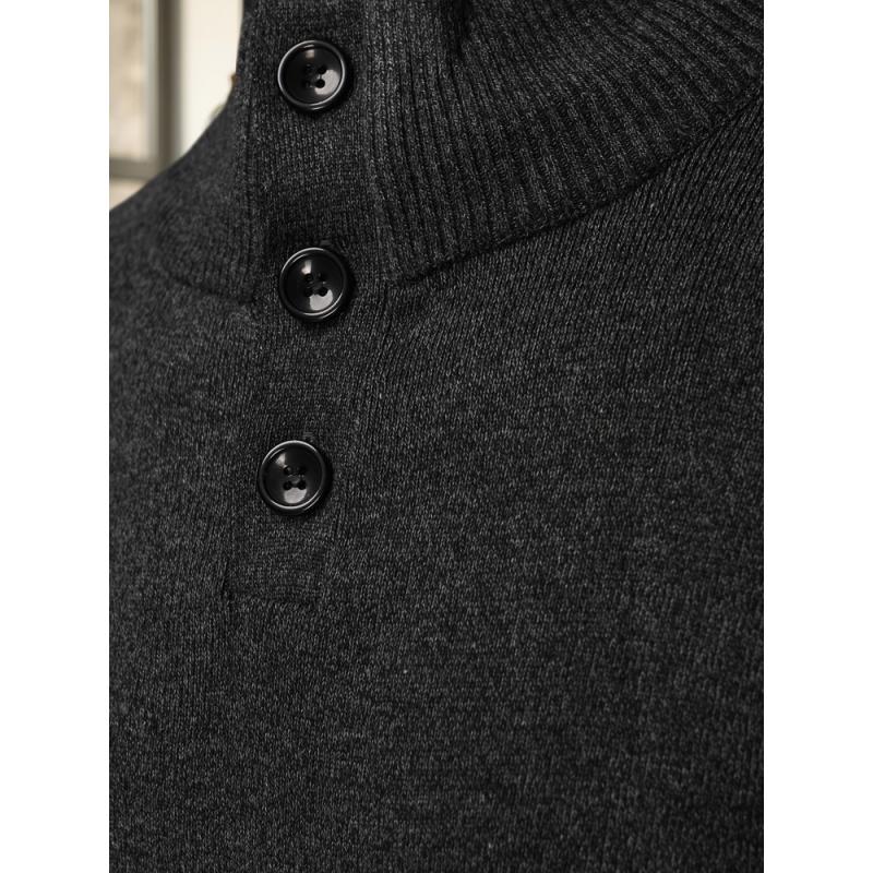 Férfi pulóver galléros, grafit színű