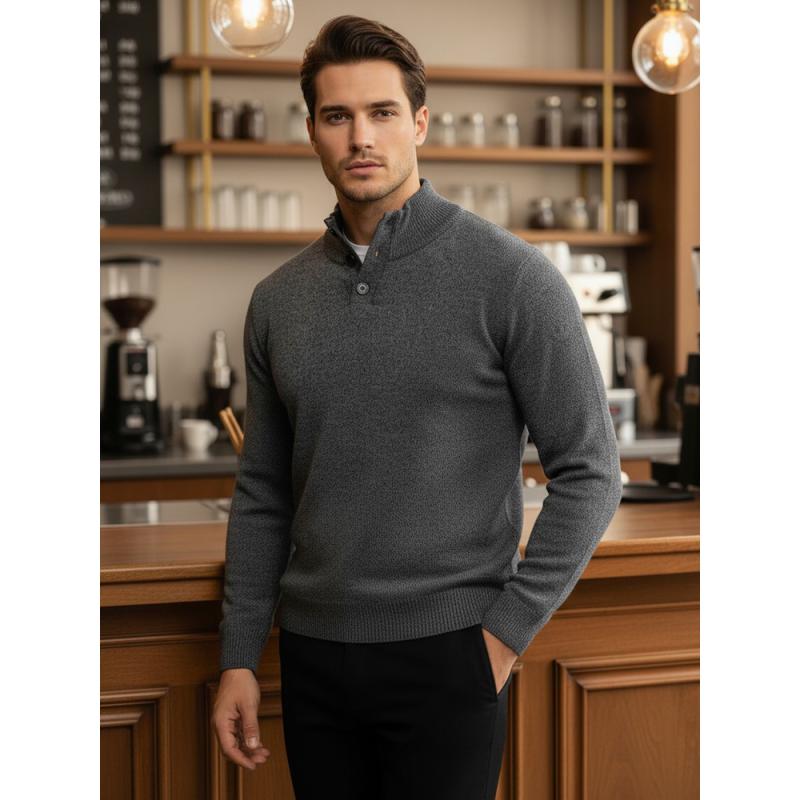 Pánský svetr s rolákem světle šedý