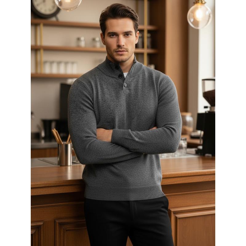 Pánský svetr s rolákem světle šedý