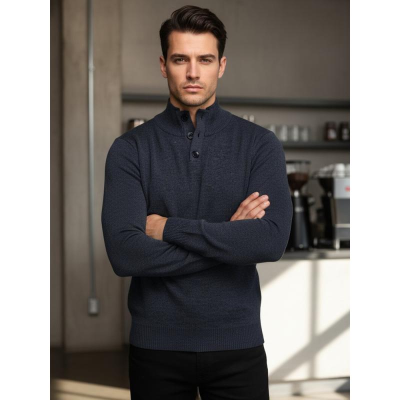 Pánský svetr s rolákem tmavě modrý