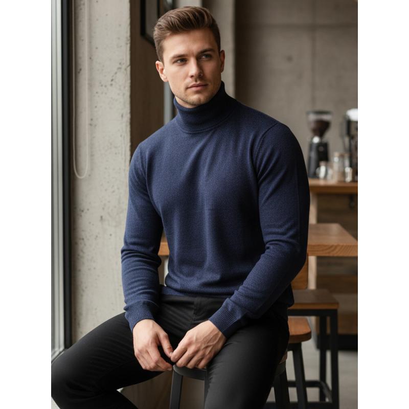 Férfi pulóver sötétkék színben