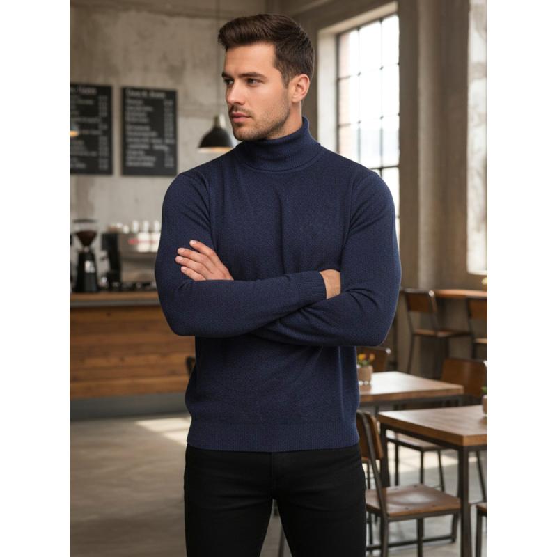 Férfi pulóver sötétkék színben