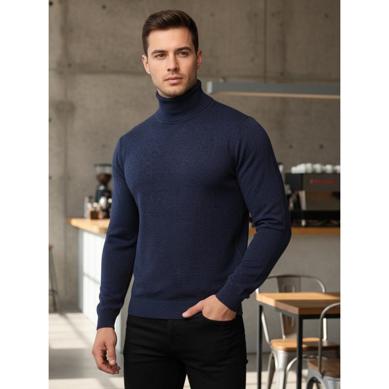 Férfi pulóver sötétkék színben