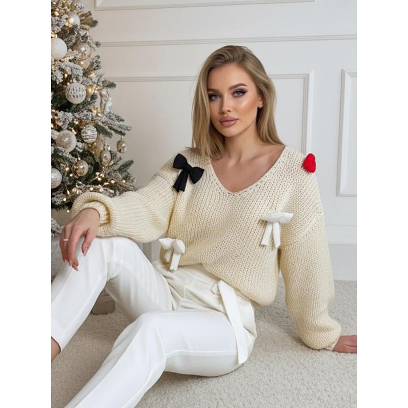 Női pulóver, egy méretben, PUREBOW, bézs