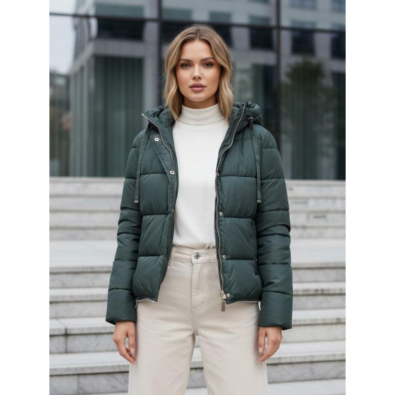 Dámská zimní bunda dlouhá zelená