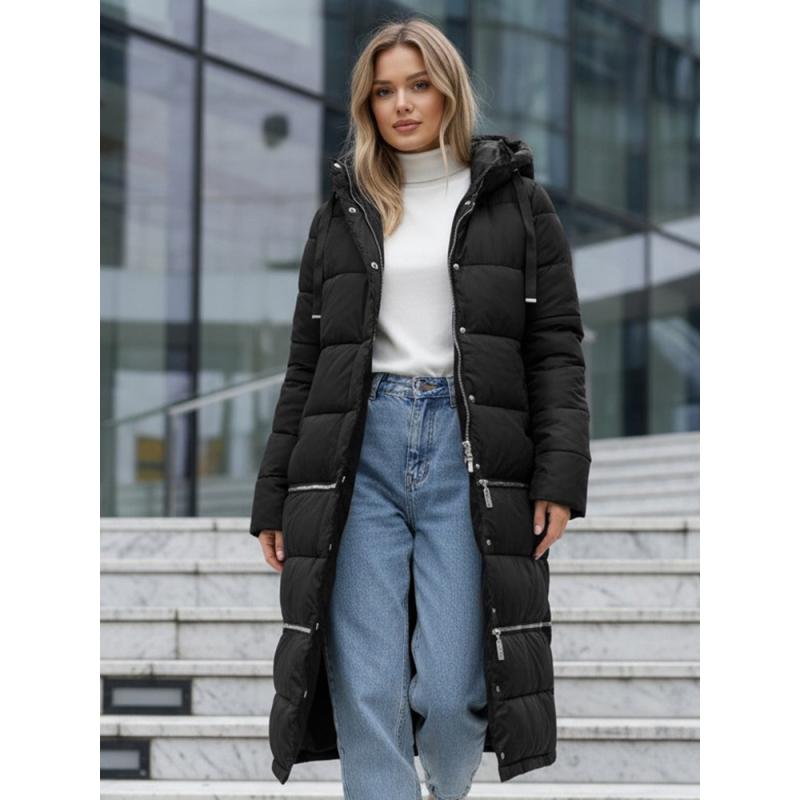 Dámská zimní bunda dlouhá černá