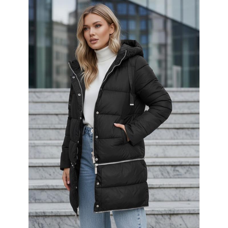 Dámská zimní bunda dlouhá černá