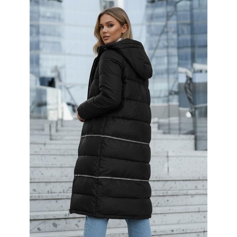 Dámská zimní bunda dlouhá černá
