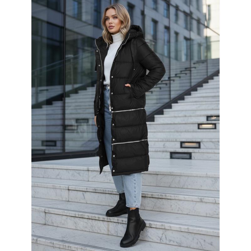 Dámská zimní bunda dlouhá černá
