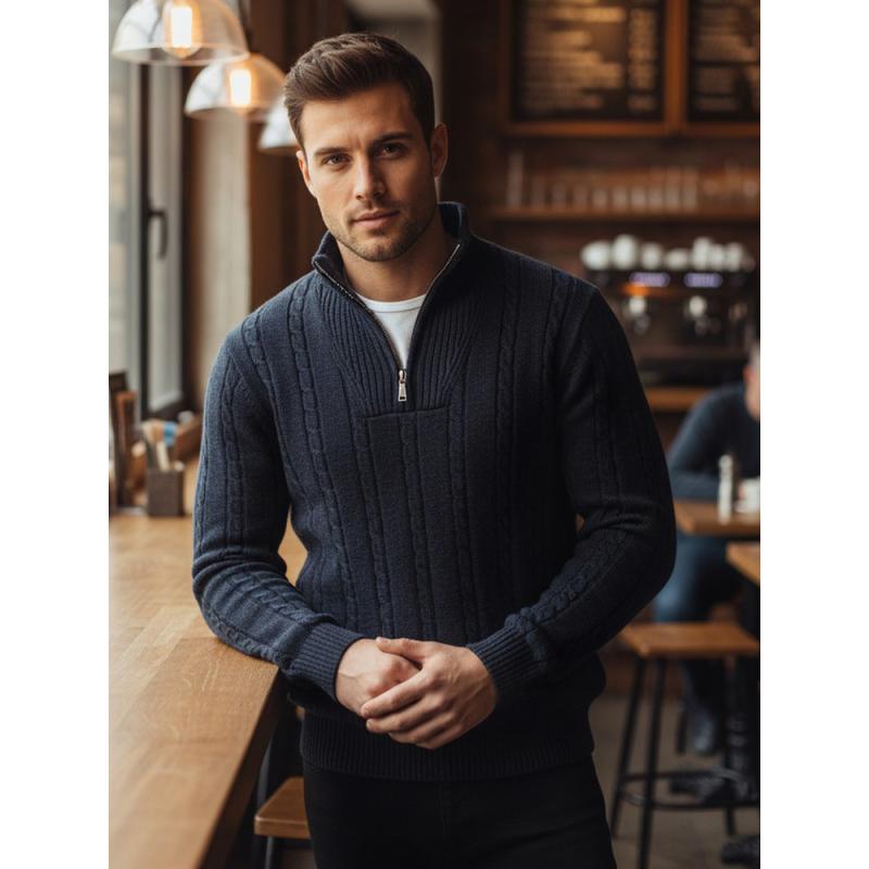 Férfi pulóver, sötétkék