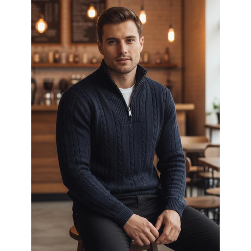 Férfi pulóver, sötétkék