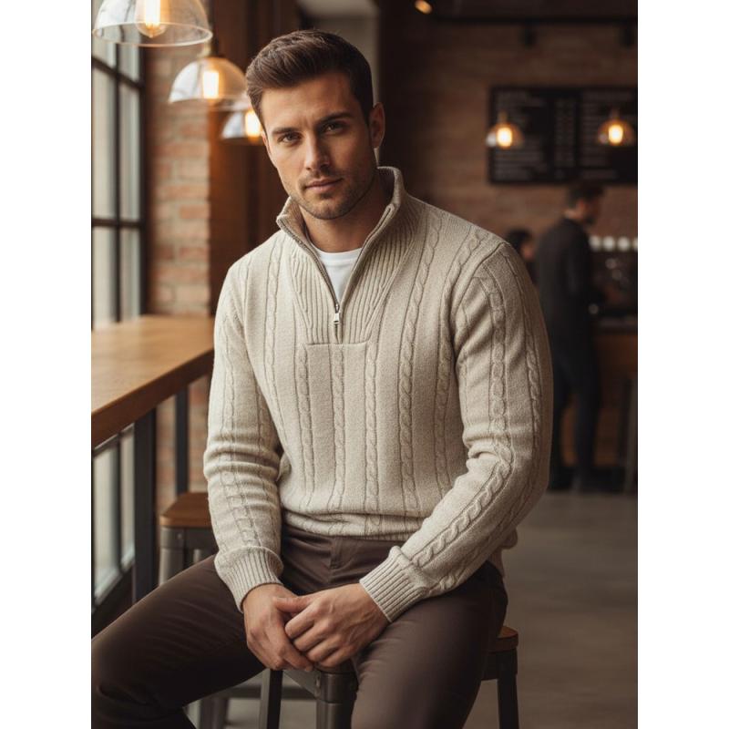 Férfi pulóver, bézs
