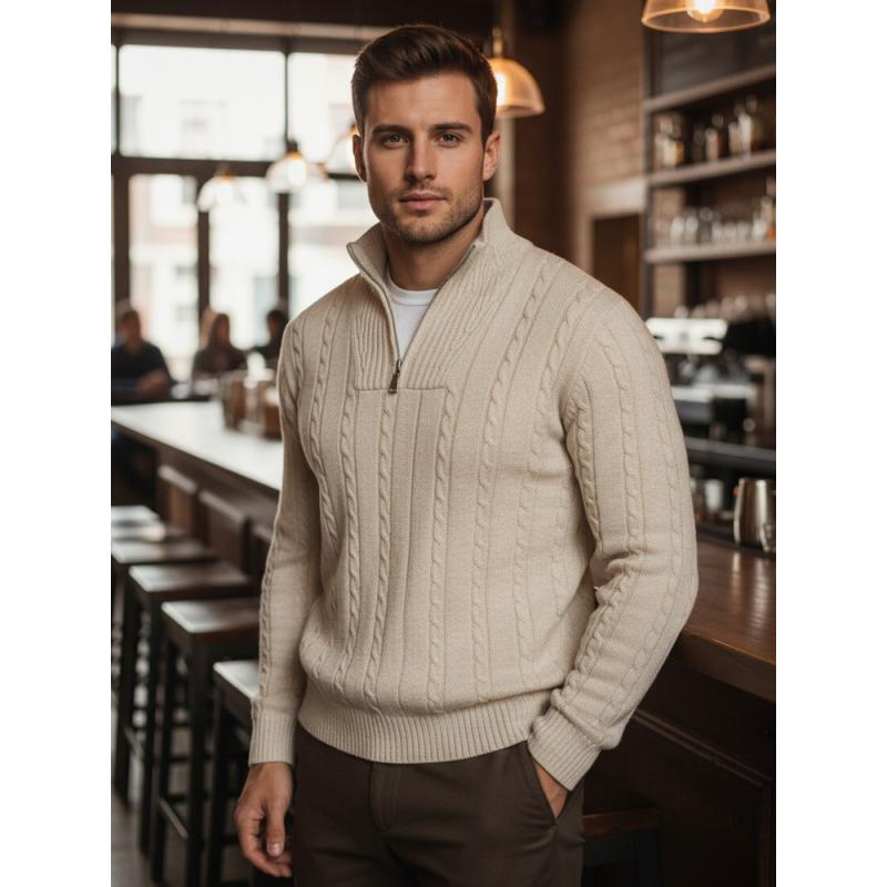 Férfi pulóver, bézs