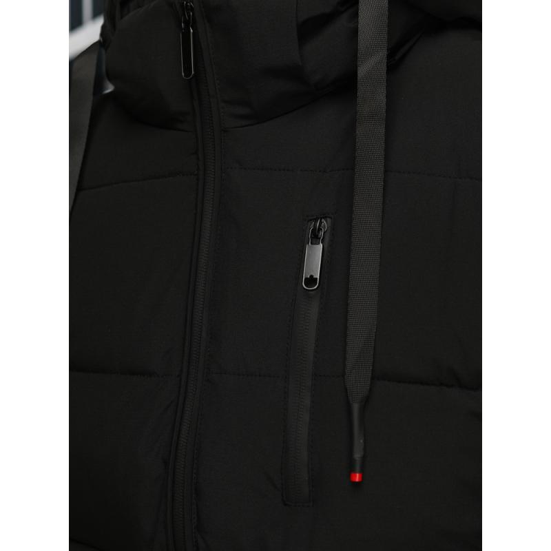 Pánská zimní prošívaná bunda s kapucí černá