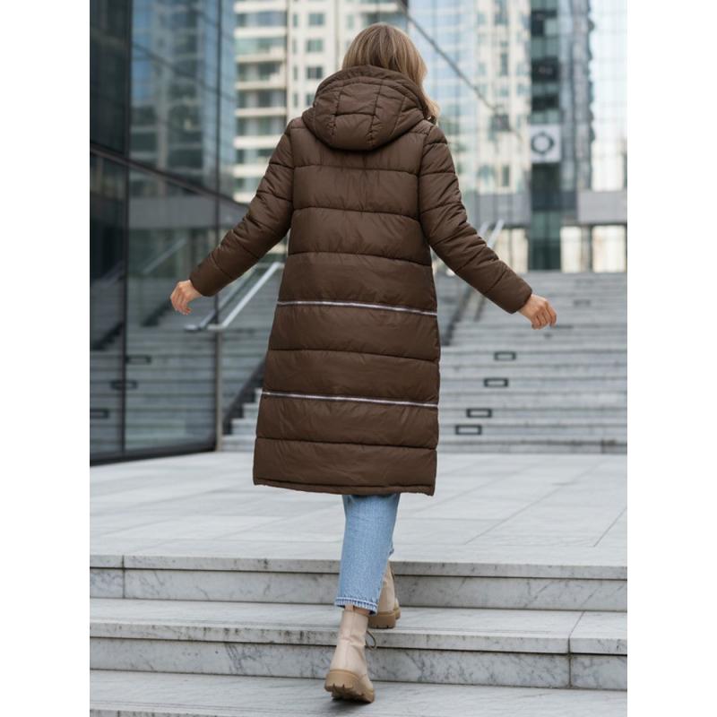 Dámská zimní bunda dlouhá hnědá