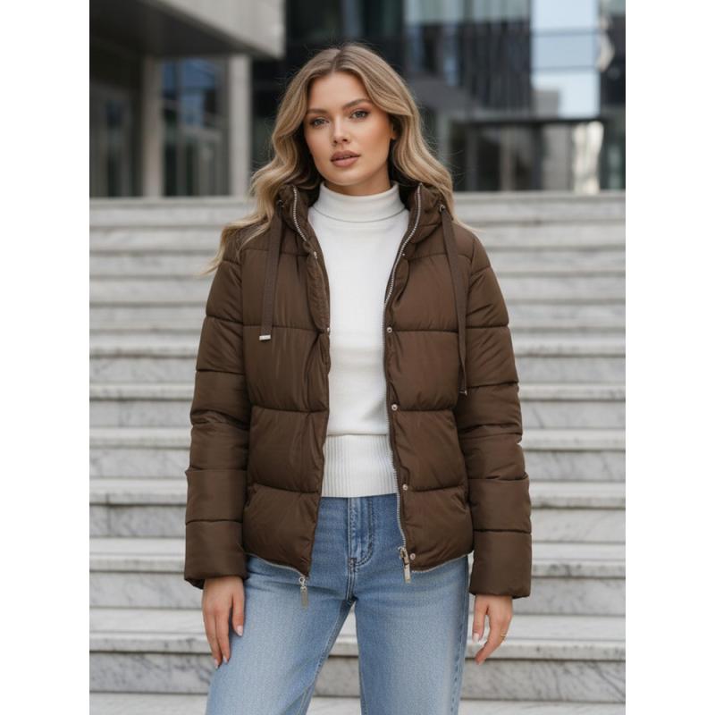 Dámská zimní bunda dlouhá hnědá