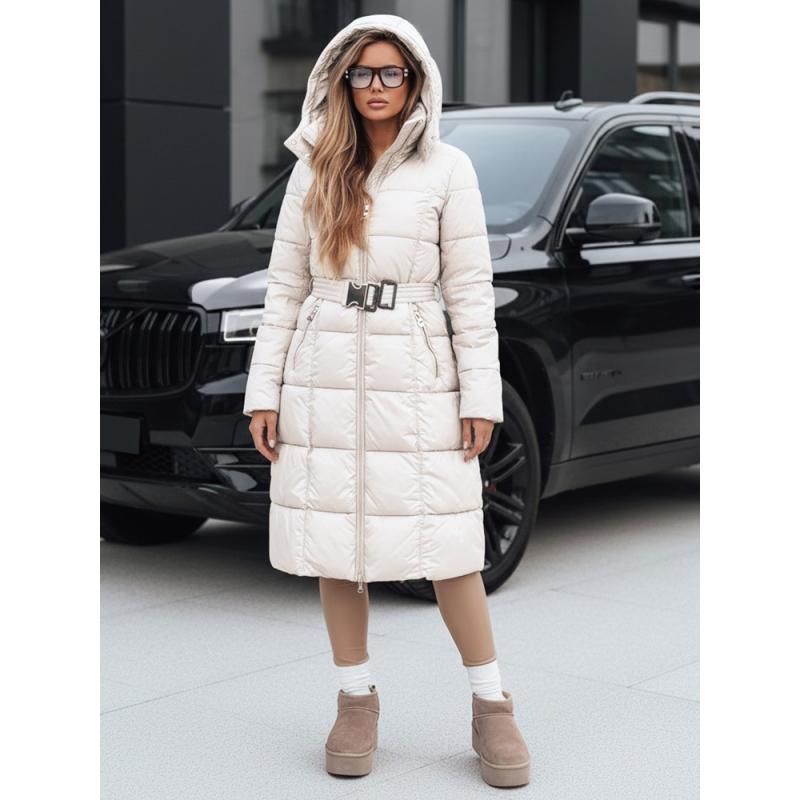 Dámská zimní prošívaná bunda s kapucí bílá
