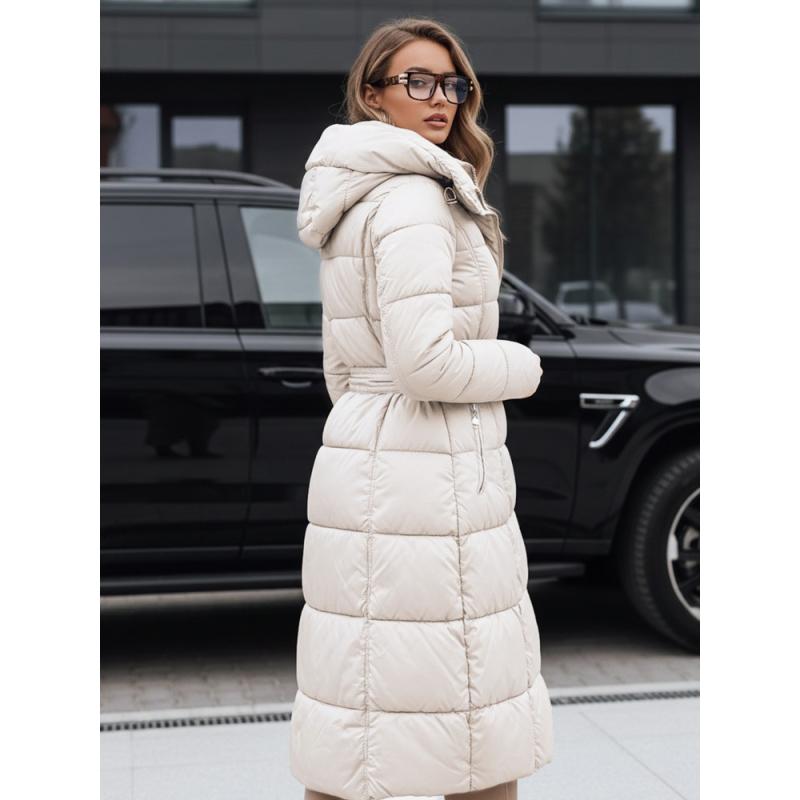 Dámská zimní prošívaná bunda s kapucí bílá