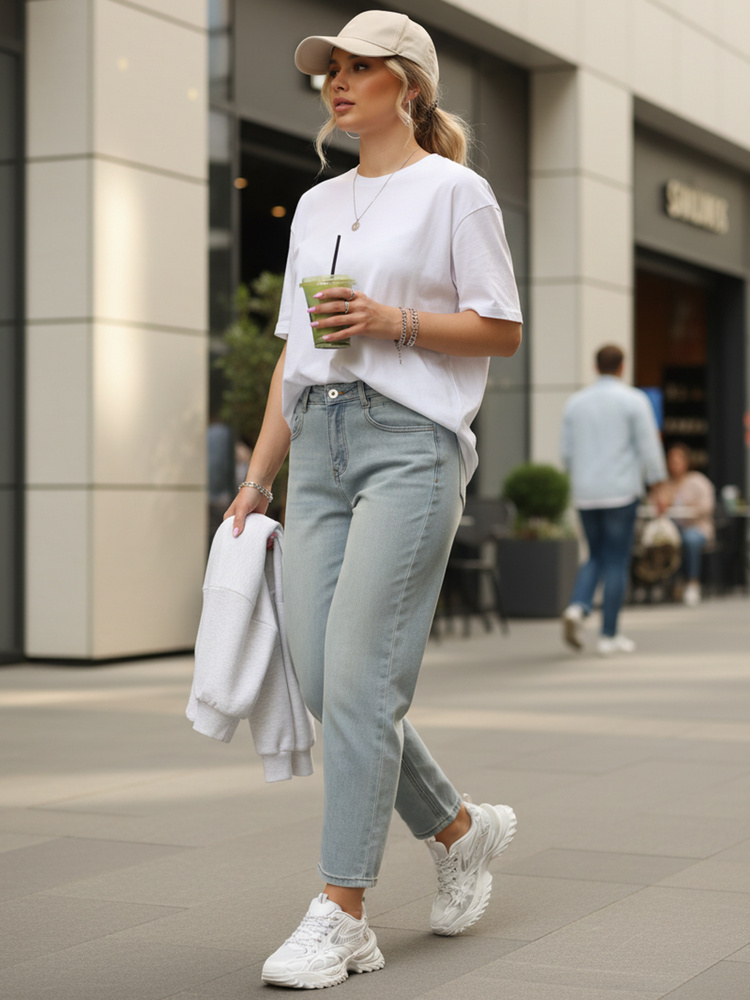 Dámské mom fit džíny, světle modrá - foto 2