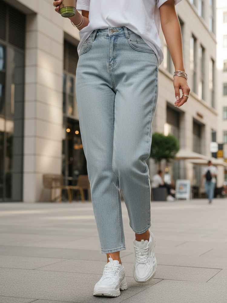 Dámské mom fit džíny, světle modrá - foto 4