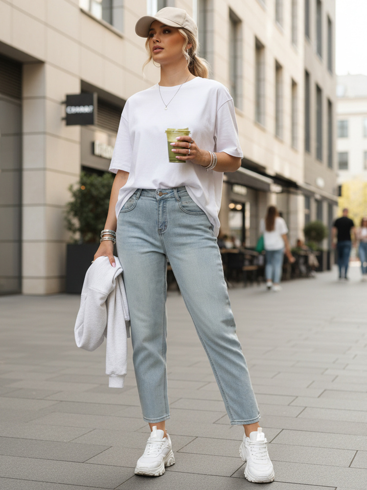 Dámské mom fit džíny, světle modrá - foto 5