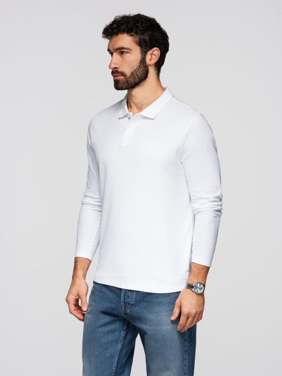 Pánská regular fit polokošile s dlouhým rukávem, bílá