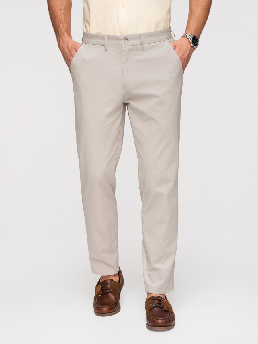 Pánské celoroční regular fit chino kalhoty se zapínáním na zip a knoflík, béžové