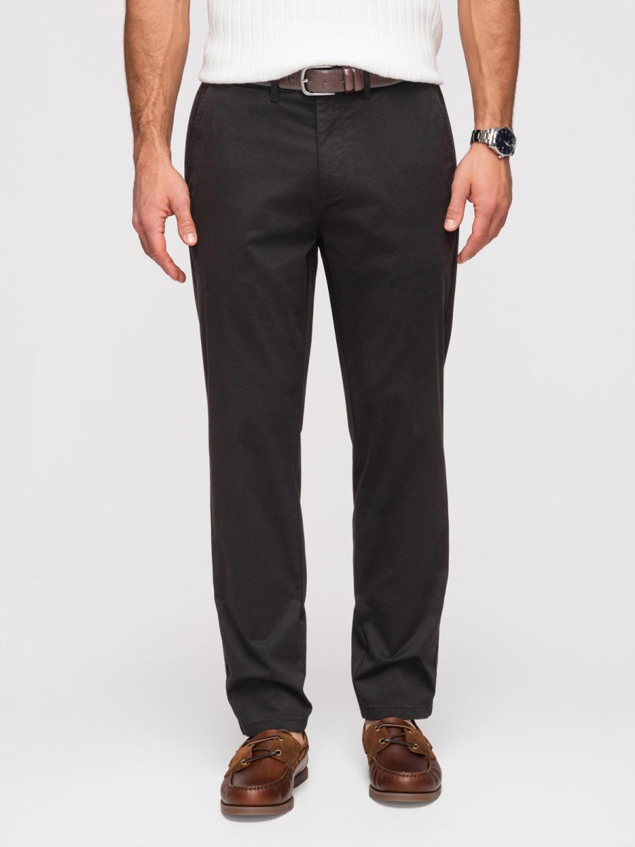 Pánské celoroční regular fit chino kalhoty se zapínáním na zip a knoflík, černé