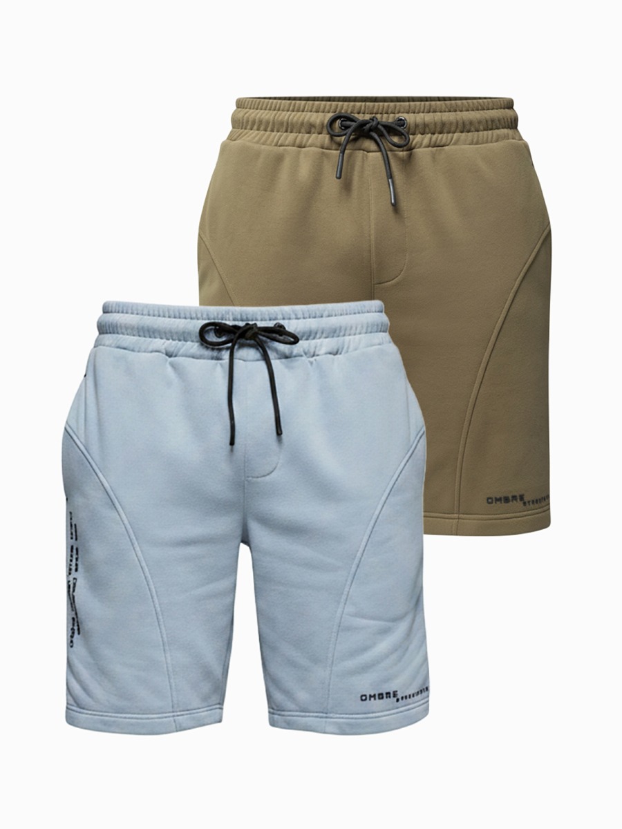 Pánske slim fit teplákové šortky s potlačou, viacfarebné