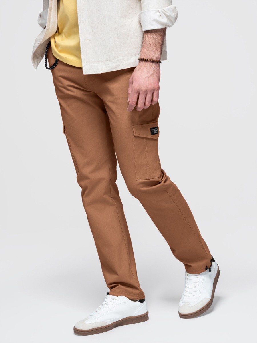 Férfi cargo nadrág állítható szárvéggel, barna