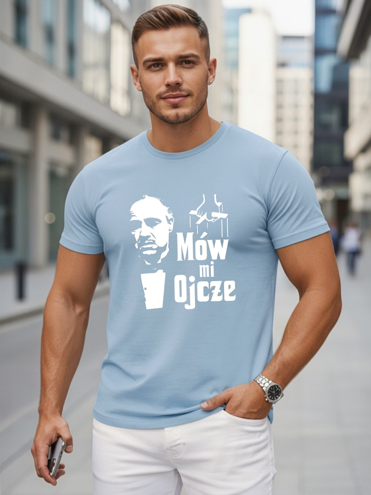 Férfi klasszikus póló mintával, világoskék
