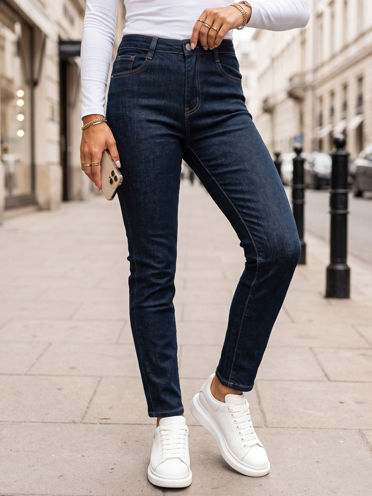 Női skinny farmer magas derékkal, sötétkék