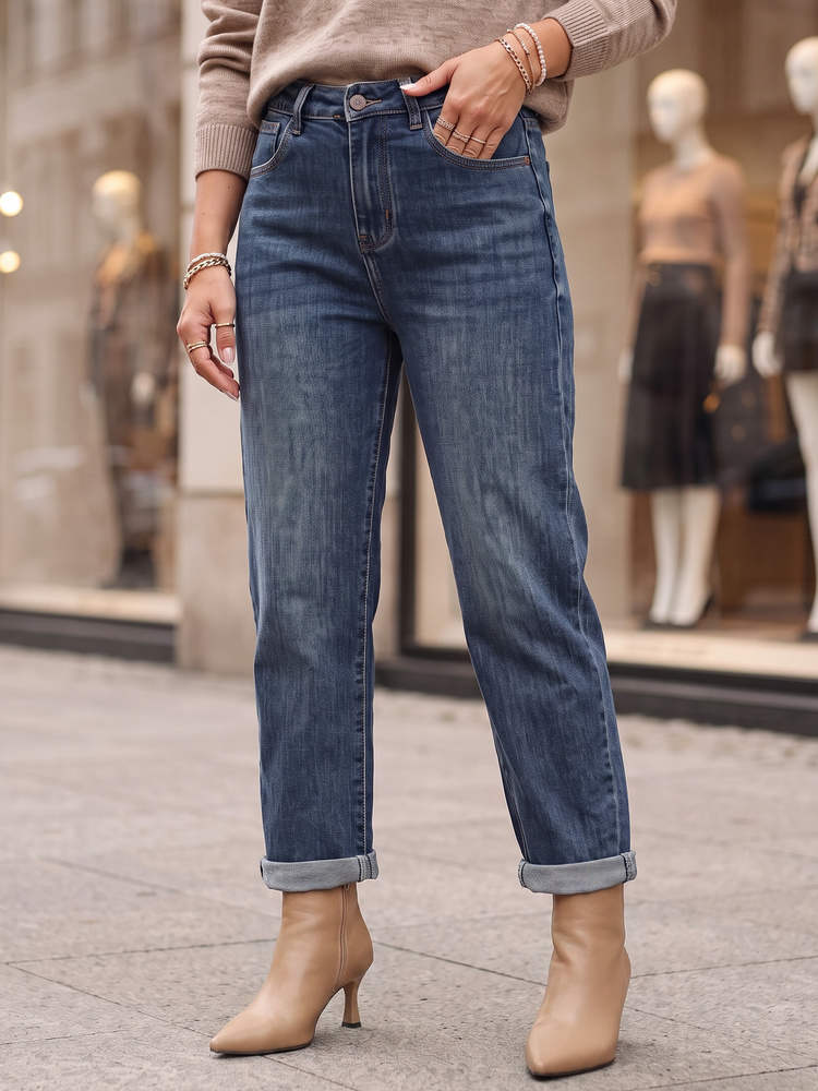 Női mom fit farmer magas derékkal, kék