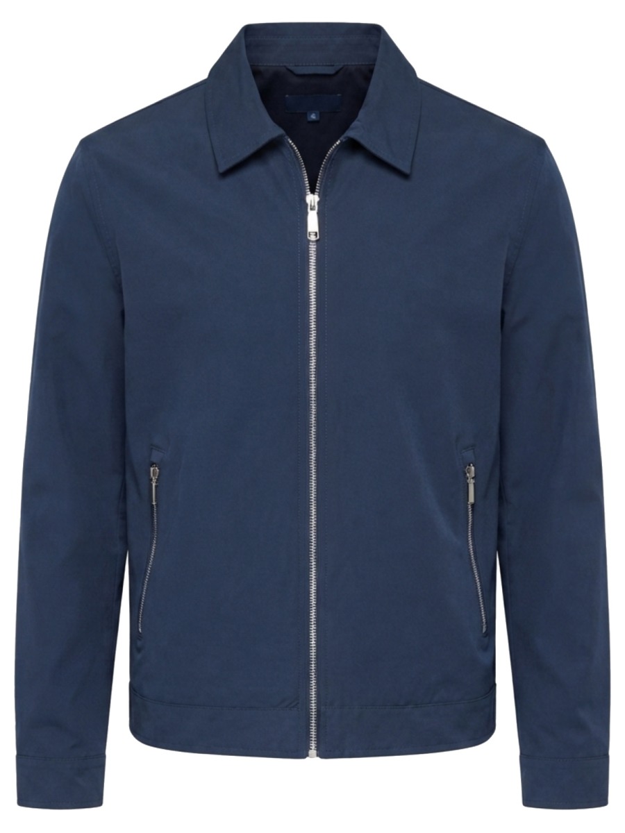 Pánská lehká přechodová zkrácená bunda Harrington regular fit s klasickým límcem, námořnická modrá