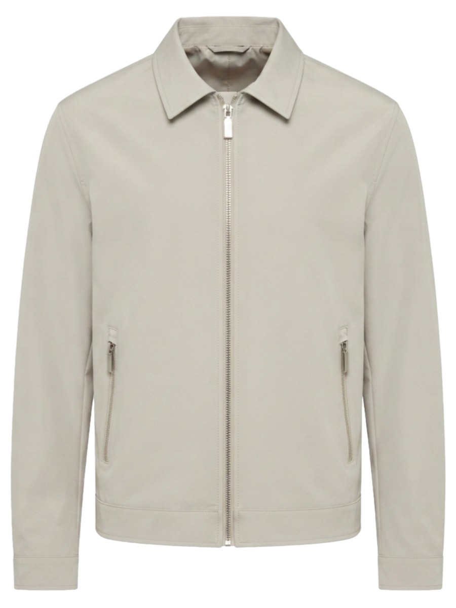Pánská lehká přechodová zkrácená bunda Harrington regular fit s klasickým límcem, šedá