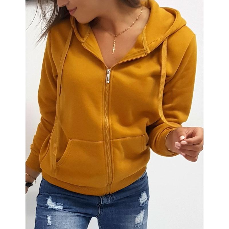 Dámská rozepínací mikina s kapucí hnědá