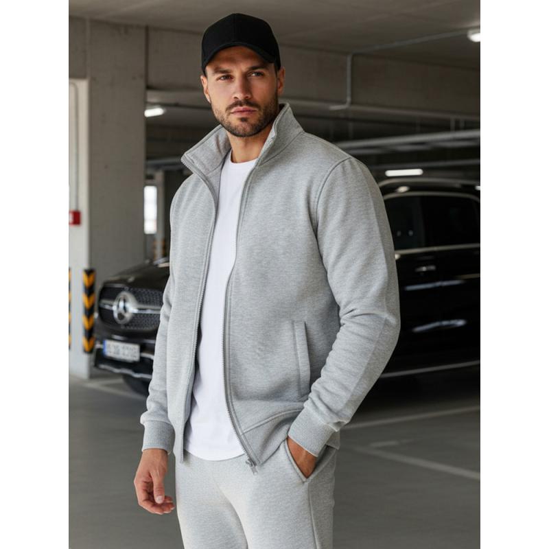 Pánska ORIGINAL mikina so zipsom bez kapucne sivá