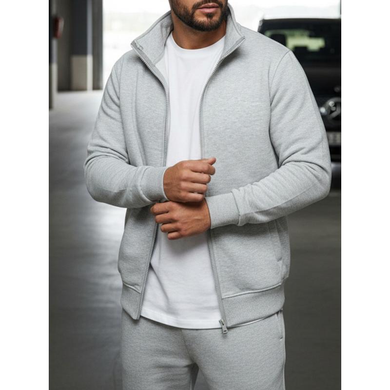 Pánska ORIGINAL mikina so zipsom bez kapucne sivá
