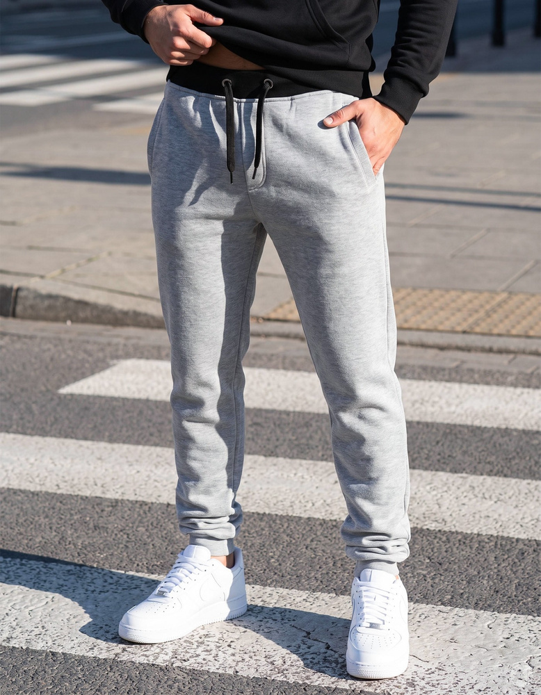 Pánske tepláky šedé s pevným pásom