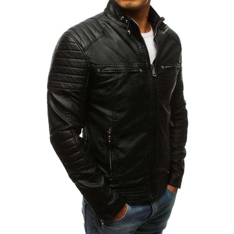 Férfi kabát, fekete műbőr TX3265