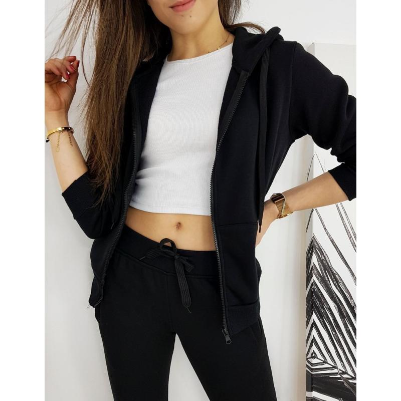 Dámská mikina s kapucí a zipem černá VICTORIA 