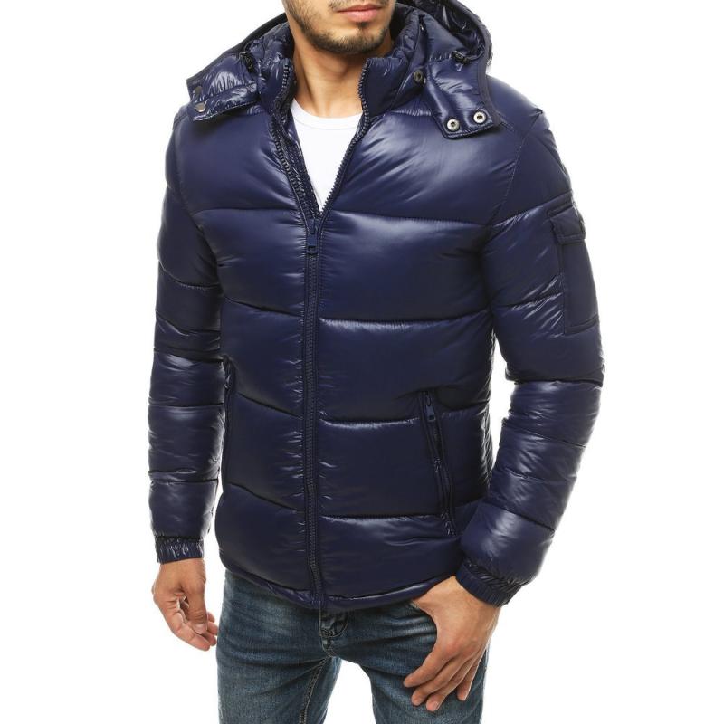 Férfi steppelt kabát kapucnival kék tx3471