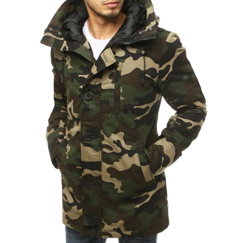 Pánska bunda zimná s kapucňou khaki zelená tx3476