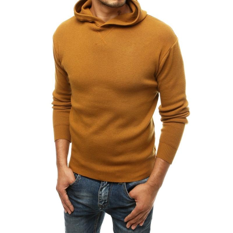 Pánsky sveter s kapucňou oranžový wx1467