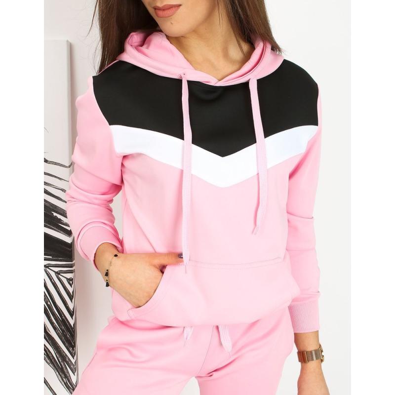 Női kapucnis pulóver NESSI rózsaszín mintával